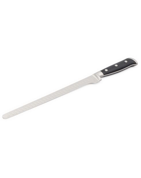 Couteau à saumon ou à jambon lame alvéolée forgé argenté
