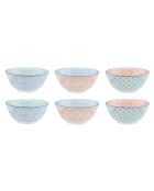 6 Bols petit-déjeuner Pastel rose pastel/bleu pastel/vert pastel - D.15 cm