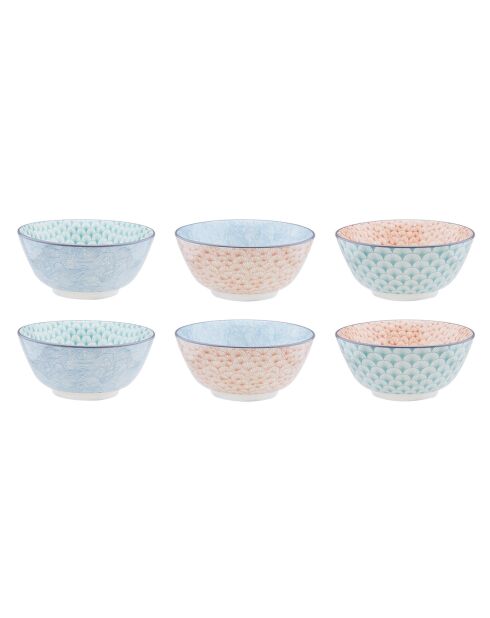 6 Bols petit-déjeuner Pastel rose pastel/bleu pastel/vert pastel - D.15 cm