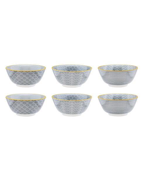6 Bols petit-déjeuner Pattern Eclipse gris anthracite - D.15 cm