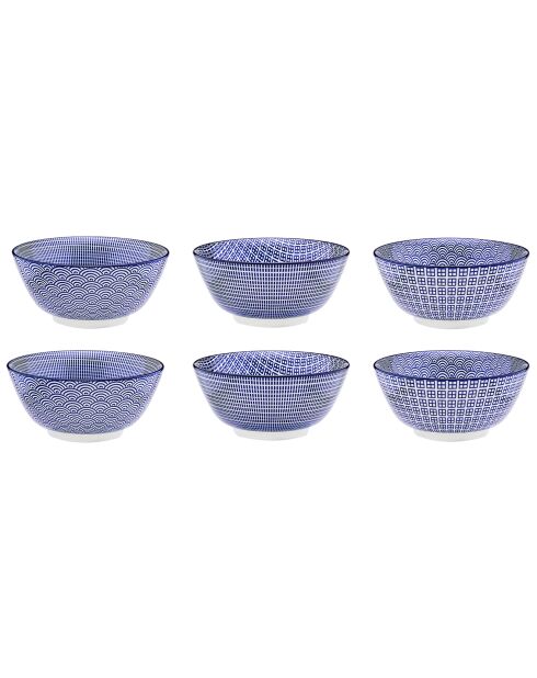 6 Bols petit-déjeuner Pattern Dark blue bleu foncé - D.15 cm