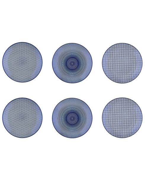 6 Assiettes à dessert Pattern Dark blue bleu foncé - D.21 cm