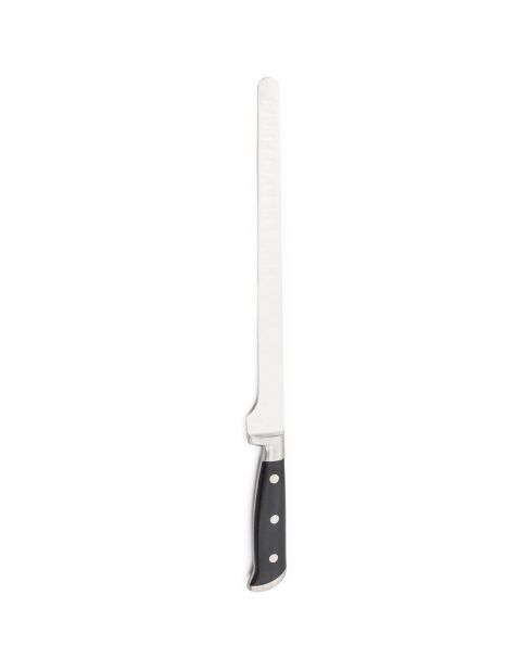Couteau à saumon ou à jambon lame alvéolée forgé argenté