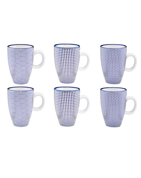 6 Tasses à café Pattern Dark blue bleu foncé - 9 cl