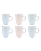 6 Tasses à café Pattern Pastel rose pastel/bleu pastel/vert pastel - 9 cl