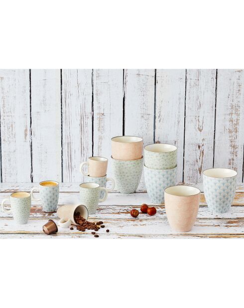 6 Tasses à café Pattern Pastel rose pastel/bleu pastel/vert pastel - 9 cl
