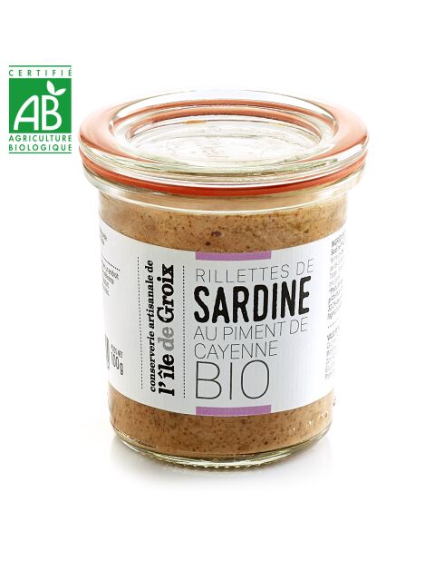 Pot de Rillettes de Sardines au Piment de Cayenne Bio 100 gr