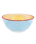 6 Bols petit-déjeuner Pattern Color bleu clair/rouge/jaune - D.15 cm