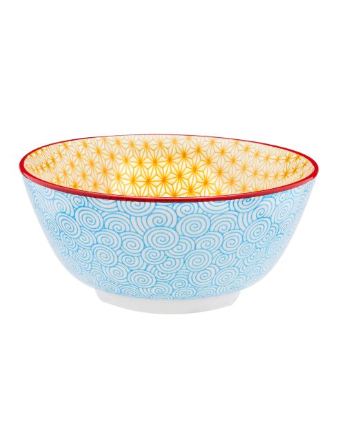 6 Bols petit-déjeuner Pattern Color bleu clair/rouge/jaune - D.15 cm