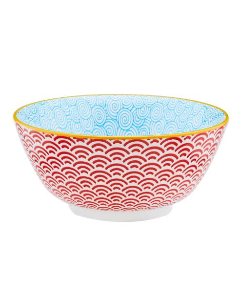 6 Bols petit-déjeuner Pattern Color bleu clair/rouge/jaune - D.15 cm