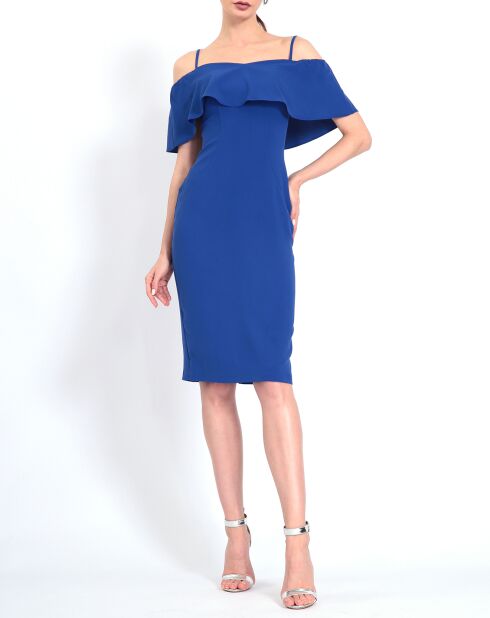 Robe volantée fendue bleue
