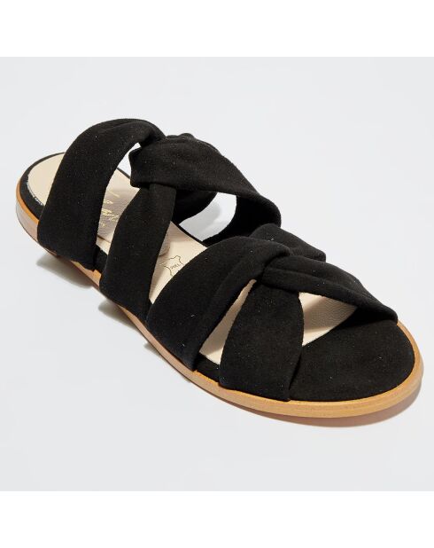 Adeline zwarte fluwelen leren muiltjes