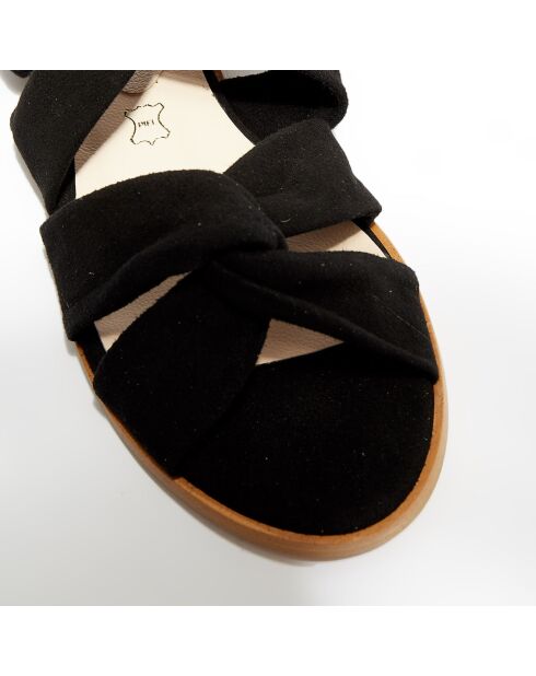 Adeline zwarte fluwelen leren muiltjes