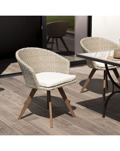 Fauteuil Victoire beige/crème  - 63x62x78 cm
