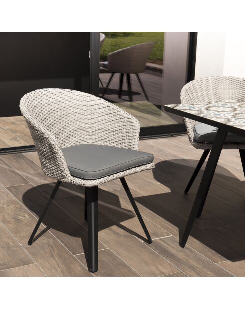 Fauteuil Victoire beige/gris - 63x62x78 cm