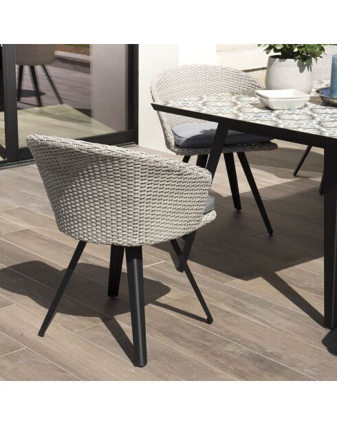 Fauteuil Victoire beige/gris - 63x62x78 cm