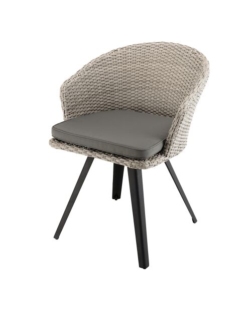 Fauteuil Victoire beige/gris - 63x62x78 cm