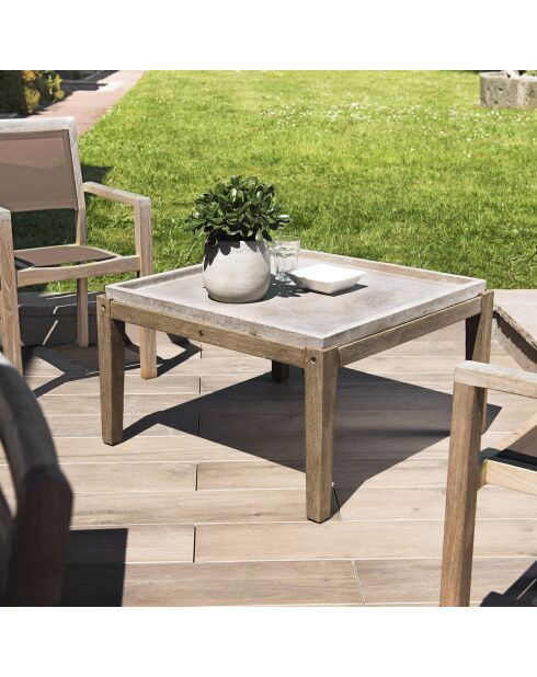 Table basse carrée Hans béton/bois  - 83.5x83.5x49 cm