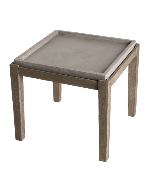Hans vierkante bijzettafel van beton/hout - 53,5x53,5x48,5 cm