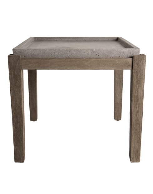 Hans vierkante bijzettafel van beton/hout - 53,5x53,5x48,5 cm
