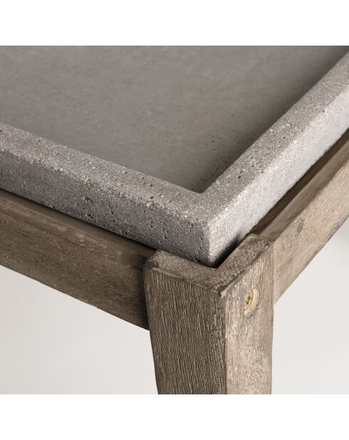 Table d'appoint carrée Hans béton/bois  - 53.5x53.5x48.5 cm