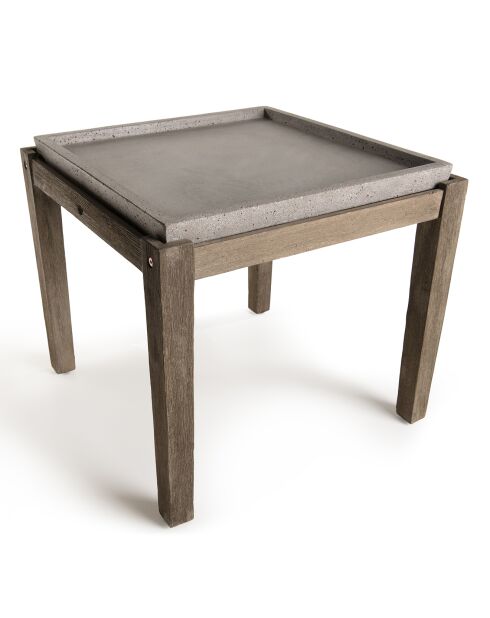 Hans vierkante bijzettafel van beton/hout - 53,5x53,5x48,5 cm