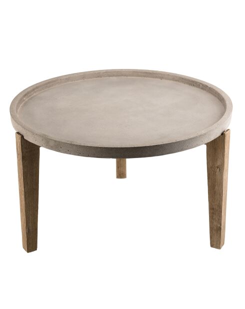 Table basse ronde Hans béton/bois  - 82x81x50 cm