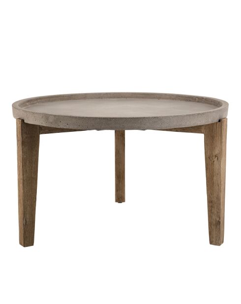 Table basse ronde Hans béton/bois  - 82x81x50 cm