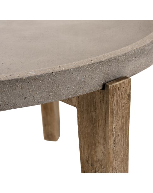 Table basse ronde Hans béton/bois  - 82x81x50 cm
