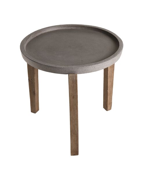 Hans ronde bijzettafel van beton/hout - 50x51,5x49 cm