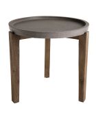 Table d'appoint ronde Hans béton/bois  - 50x51.5x49 cm