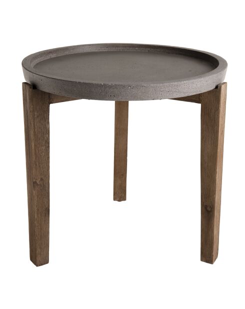 Table d'appoint ronde Hans béton/bois  - 50x51.5x49 cm