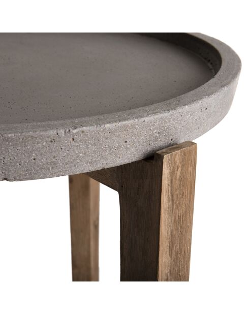 Hans ronde bijzettafel van beton/hout - 50x51,5x49 cm