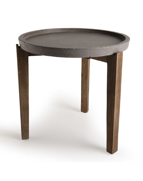Hans ronde bijzettafel van beton/hout - 50x51,5x49 cm