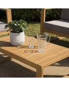 Salon de jardin 1 canapé & 2 fauteuils +1 table basse Halice taupe/bois - 190x63x73 cm