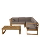 Salon de jardin 1 canapé & 1 table basse Halice taupe/bois - 124x63x73 cm
