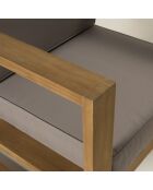 Salon de jardin 1 canapé & 1 table basse Halice taupe/bois - 124x63x73 cm