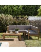 Salon de jardin 1 canapé & 1 table basse Halice taupe/bois - 124x63x73 cm