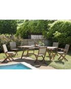 Ensemble 1 table & 4 chaises pliantes +  2 fauteuils pliants Zanzibar beige/bois - 220x90x73 cm