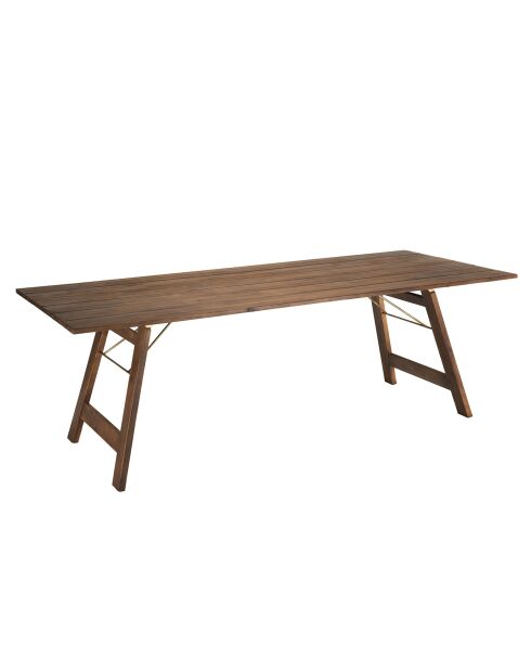 Ensemble 1 table & 4 chaises pliantes +  2 fauteuils pliants Zanzibar beige/bois - 220x90x73 cm