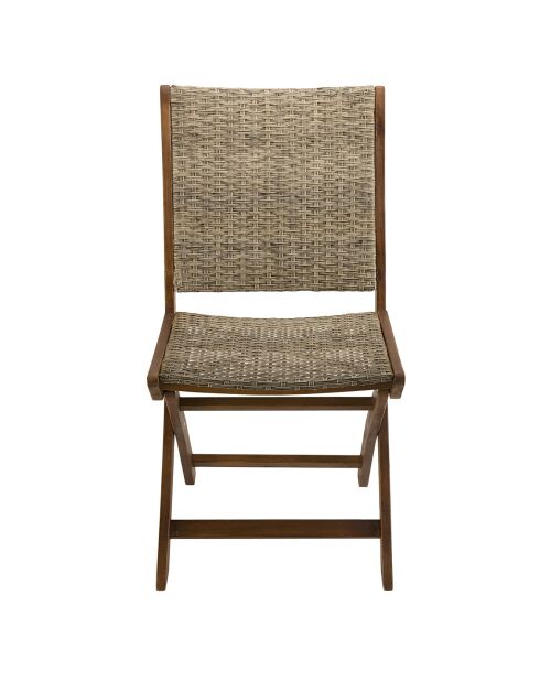 Ensemble 1 table & 4 chaises pliantes +  2 fauteuils pliants Zanzibar beige/bois - 220x90x73 cm