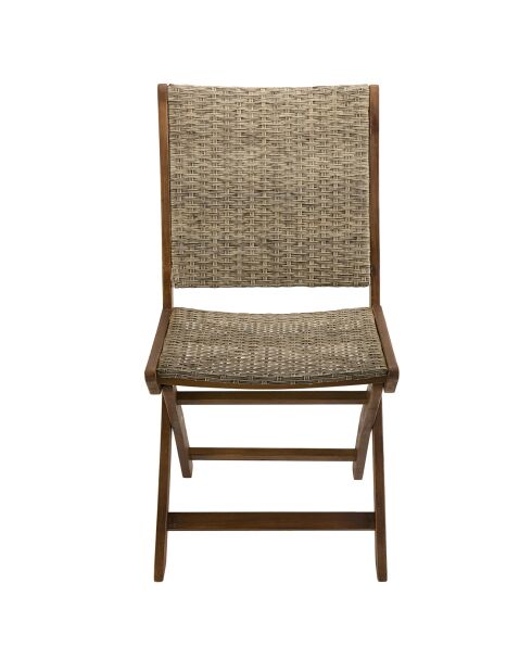 Set de 1 mesa extensible y 4 sillas plegables y 2 sillas plegables Porto Vecchio beige/madera - 180/240x100x75 cm