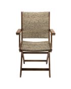 Ensemble 1 table extensible & 4 chaises pliantes + 2 fauteuils pliants Porto Vecchio beige/bois - 180/240x100x75 cm