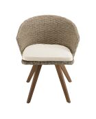 Ensemble 1 table extensible & 6 fauteuils Bali beige/bois - 180/240x100x75 cm