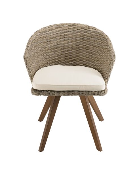 Set di 1 tavolo allungabile e 6 poltrone Bali beige/legno - 180/240x100x75 cm