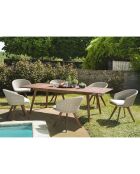 Ensemble 1 table extensible & 6 fauteuils Bali beige/bois - 180/240x100x75 cm