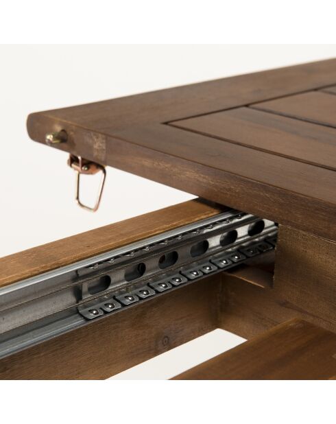 Set de 1 mesa extensible y 4 sillas plegables y 2 sillas plegables Porto Vecchio beige/madera - 180/240x100x75 cm