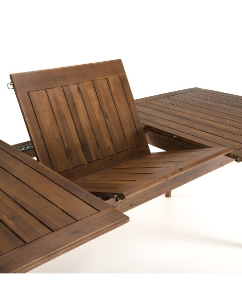 Set de 1 mesa extensible y 4 sillas plegables y 2 sillas plegables Porto Vecchio beige/madera - 180/240x100x75 cm