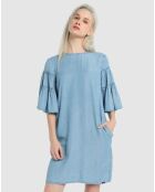 Robe volantée bleu clair