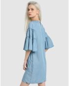 Robe volantée bleu clair